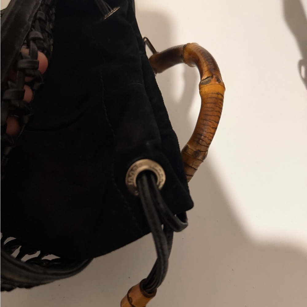 vintage Gucci woven leather and bamboo top-handle bag. - Picture 14 of 16